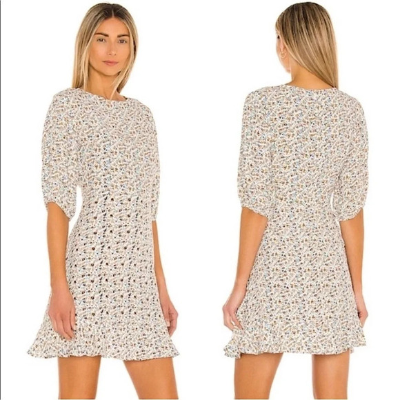Faithfull The Brand Sidonie Floral Aurelia Cream Floral Mini Dress Size 4 - Picture 2 of 12